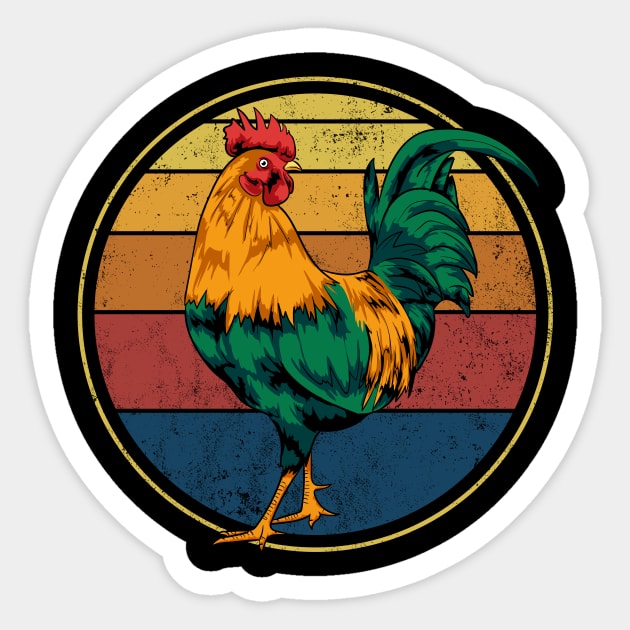 Rooster Retro Vintage Sticker by KAWAIITEE